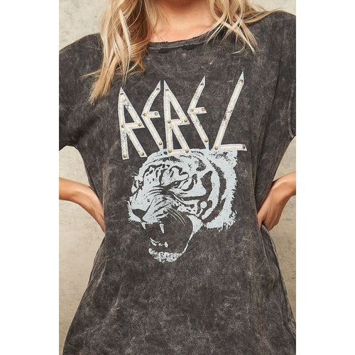 Rebel Tiger Studded Vintage Tee